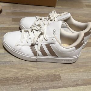 Adidas White and Brown Casual Sneakers